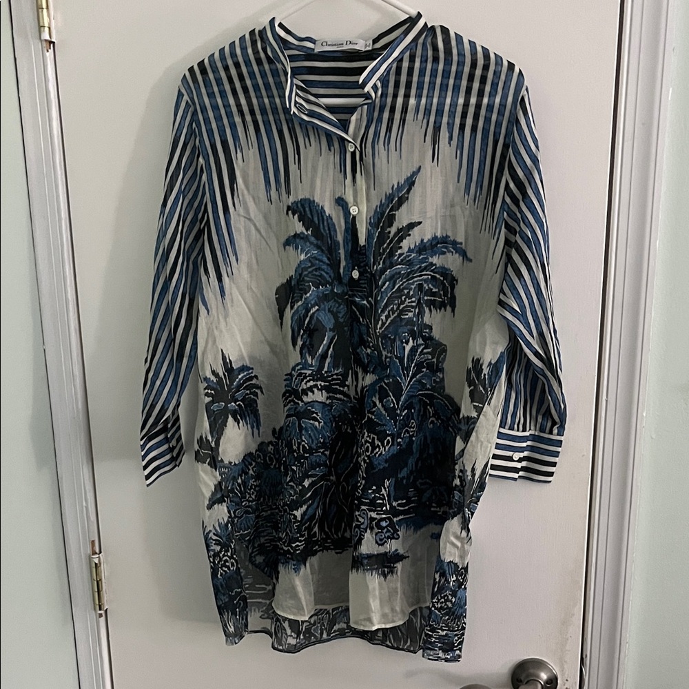 Dior Blue and White Striped Top